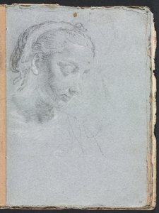 Cuaderno de bocetos de Verona: Cabeza y hombros de una mujer página 61, 1760 de Francesco Lorenzi