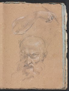 Cuaderno de Bocetos de Verona: Cabeza de un hombre con barba y brazo y mano derecha (página 59) de Francesco Lorenzi