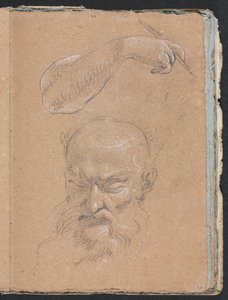 Cuaderno de bocetos de Verona: Cabeza de un hombre con barba y brazo y mano derecha página 59, 1760 de Francesco Lorenzi