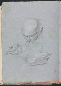 Cuaderno de Bocetos de Verona: Cabeza de un hombre con manos (página 8) de Francesco Lorenzi