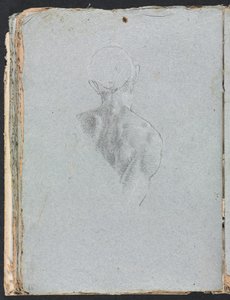 Cuaderno de bocetos de Verona: Desnudo masculino de cabeza y hombros desde atrás página 62, 1760 de Francesco Lorenzi