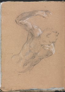 Cuaderno de bocetos de Verona: Desnudo masculino con brazo derecho levantado página 32, 1760 de Francesco Lorenzi