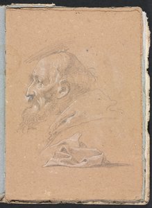 Cuaderno de bocetos de Verona: Monje de perfil con drapeado página 87, 1760 de Francesco Lorenzi