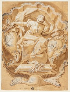 Figura alegórica con armas de Alejandro VIII (Ottoboni) y armas del papado de Francesco Mancini