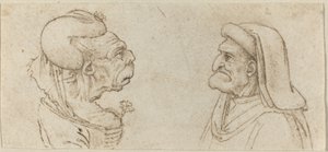 Dos Cabezas Grotescas de Francesco Melzi after Leonardo da Vinci