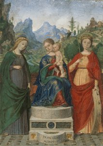 Virgen y Niño entronizados entre Santa Cecilia y Santa Catalina de Alejandría, ca. 1510-15 de Francesco Morone