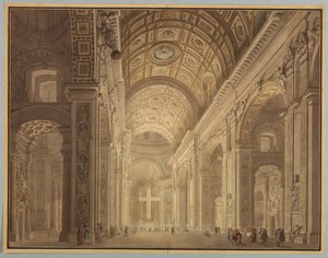 Dibujo, Interior de San Pedro Iluminado, antes de 1787