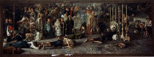 Il voto(Fiesta en homenaje a San Pantaleón el 27 de julio en Miglianico en Abruzzo, Italia) - óleo sobre lienzo