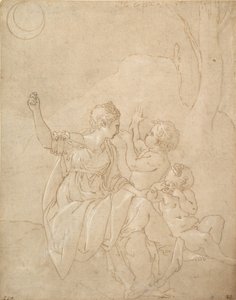 Figura femenina clásica Diana o Venus con dos infantes, ca. 1539-42