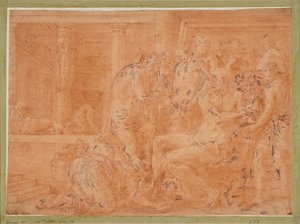 Odysseus wäscht seine Hände de Francesco Primaticcio