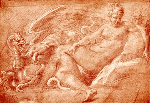 Estudio para Ceres en el carro del dragón de Francesco Primaticcio