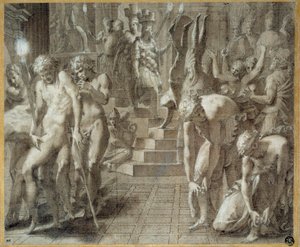 La mascarada de Persépolis. Dibujo de Francesco Primaticcio conocido como El Primatice (1504-1570)