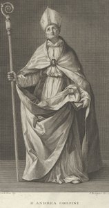 San Andrea Corsini vestido como obispo de Fiesole, sosteniendo un báculo y mirando..., ca. 1780-1841 de Francesco Rosaspina