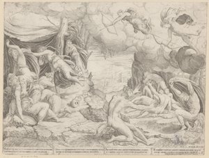 Apolo y Diana matan a los hijos de Niobe de Francesco Salviati
