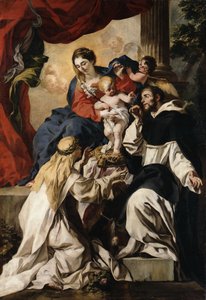 La Virgen entronizada con el Niño, san Domingo y santa Catalina de Siena (Virgen del Rosario) de Francesco Solimena