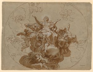 Diseño para un Techo con la Ascensión de la Virgen de Francesco Trevisani