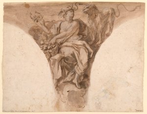 Dibujo, África, Diseño para una pechina en el vestíbulo bautismal de San Pedro, Roma, 1713-26 de Francesco Trevisani