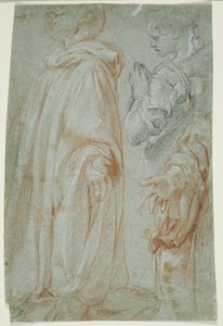 Tres estudios para el Cristo resucitado adorado por una santa y San Silvestro Gozzalini de Francesco Vanni