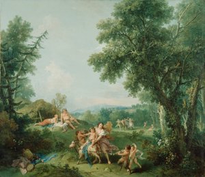 Paisaje con la educación de Baco de Francesco Zuccarelli