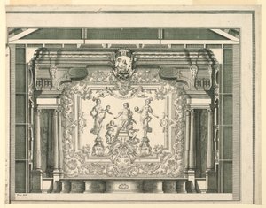 Sección Transversal, Proscenio y Telón, Teatro Filarmónico, Verona de Francesco Zucchi