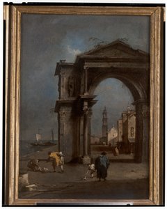 Capriccio con arco de triunfo y fondo urbano de Francesco and/or Gian Antonio (1699 1761) Guardi