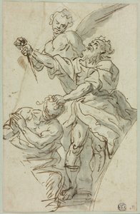 Boceto de pechina con el sacrificio de Isaac de Francesco de Mura