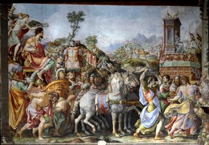 El triunfo de Marco Furio Camilo, general y estadista romano de Francesco de Rossi Salviati