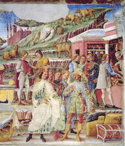 El triunfo de Mercurio: Junio, de la Sala de los Meses, c.1467-70 (fresco) (detalle) de Francesco del Cossa