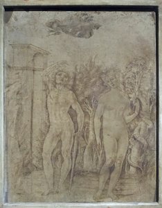 Adán y Eva, c.1470 (pluma y tinta sobre pergamino) de Francesco di Giorgio Martini