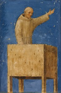 San Bernardino predicando desde un púlpito de Francesco di Giorgio Martini