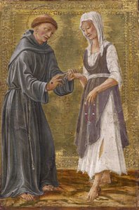 El sagrado intercambio entre San Francisco y la Señora Pobreza par Francesco di Giorgio Martini (1439-1501). Témpera sobre tabla de Francesco di Giorgio Martini