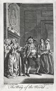 Escena de The Way of the World, de William Congreve (1670-1729), grabado por Charles Grignon a partir de un dibujo de Francis Hayman en Lincoln