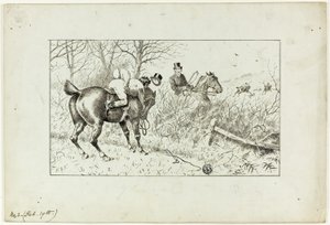 Escena de caza: Caballo y jinete lanzado de Francis Arthur Fraser