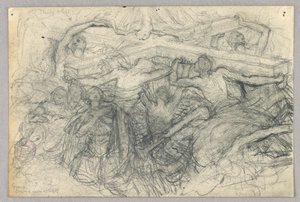 Boceto de figuras portando una cruz de Francis Augustus Lathrop