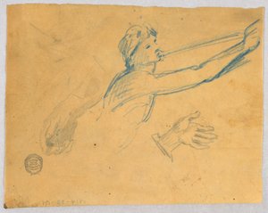 Boceto de ángel tocando la trompeta de Francis Augustus Lathrop
