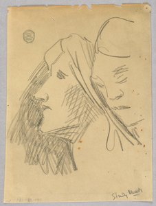 Boceto de dos cabezas de Francis Augustus Lathrop
