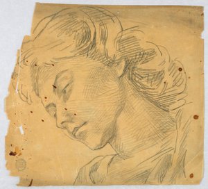 Boceto de la cabeza de una mujer de Francis Augustus Lathrop