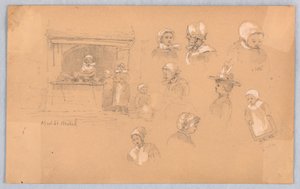 Bocetos de Habitantes del Pueblo en Mont St. Michel y Vitré de Francis Augustus Lathrop