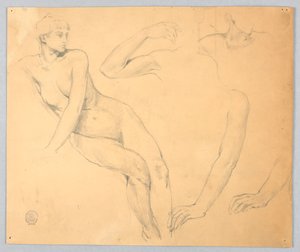 Bocetos de un desnudo femenino y brazos de Francis Augustus Lathrop