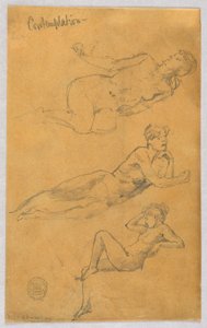 Tres bocetos de desnudos femeninos