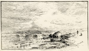 La playa cerca de Point Judith, Rhode Island de Francis Augustus Silva