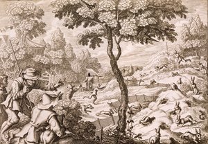 Cony Catching, grabado por Wenceslaus Hollar, 1671 de Francis Barlow