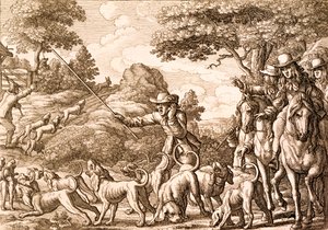Caza de Liebres, grabado por Wenceslaus Hollar, 1671 de Francis Barlow