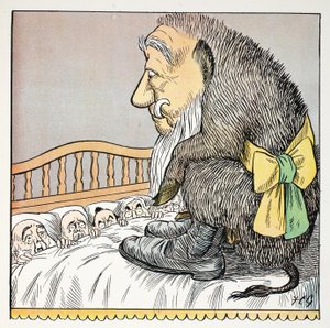 O, ilustración de The Struwwelpeter Alphabet, verso de Harold Begbie (1871-1929) de Francis Carruthers Gould