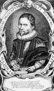 Retrato de George Chapman (c.1559-1634) 1620 (grabado) de Francis Delaram