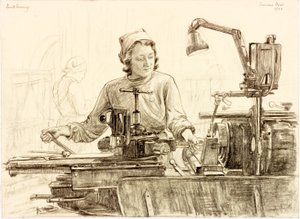 Head Turning (crayón y lápiz sobre papel) de Francis Dodd