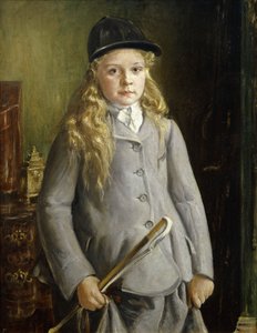 Retrato de una niña, de pie y de medio cuerpo, con vestido de amazona de Francis Dodd