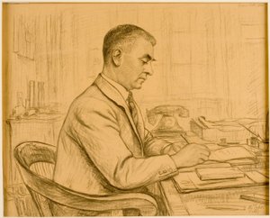 The Superintendent, Birtley (Leonard S. Flatman) (crayón y lápiz sobre papel buff)