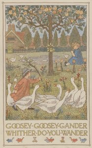Goosey goosey gander whither do you wander (litografía en color) de Francis Donkin Bedford