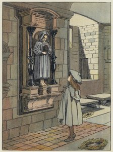 Londres: The Caldecott Memorial, Cripta de San Pablo (litografía en color) de Francis Donkin Bedford
